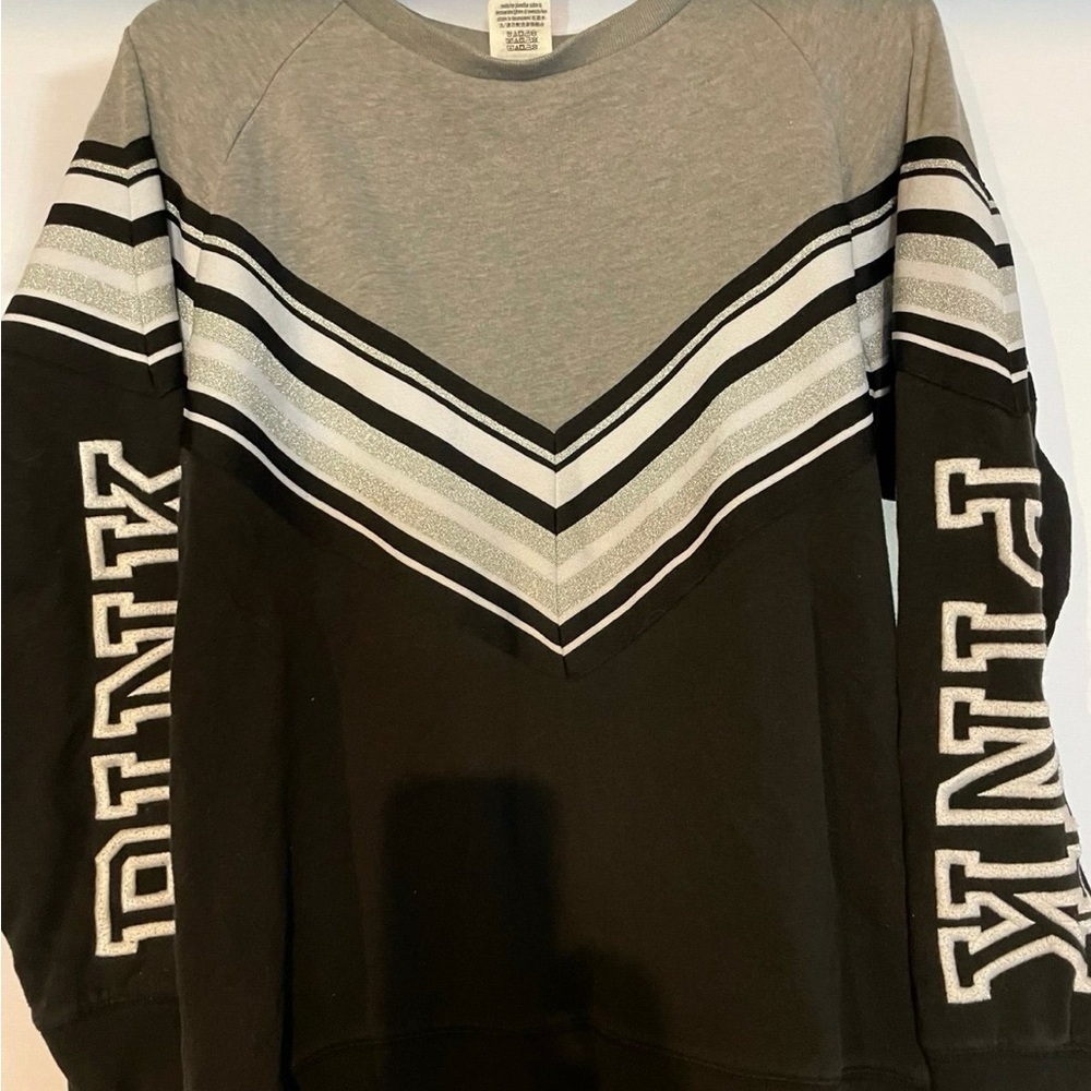 PINK VS long sleeve striped light weight sweatshirt with embroidered PINK y2K
